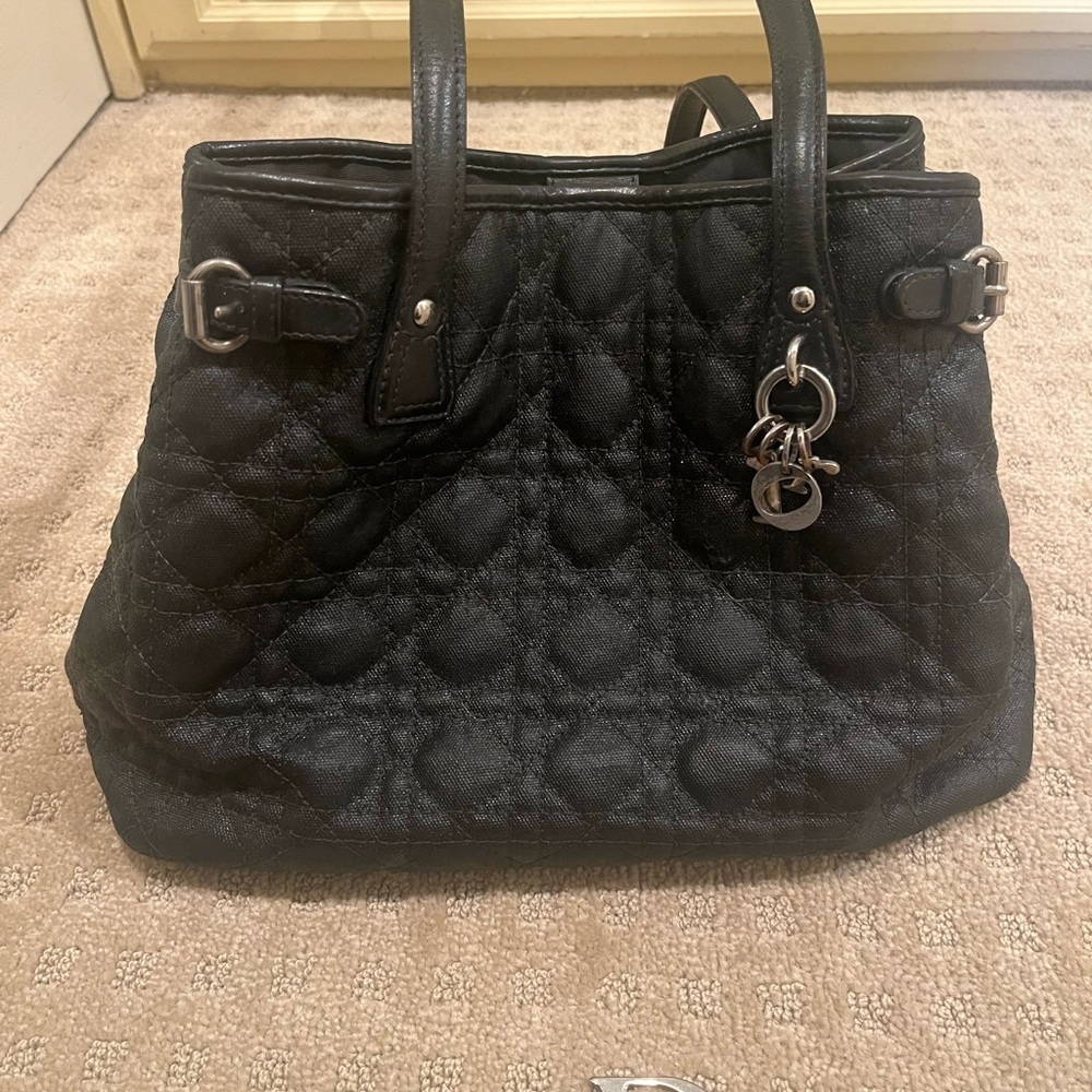 Dior Black Quilted Tote with Silver Hardware